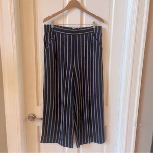 Tribal Navy and White Striped Wide Leg Pants